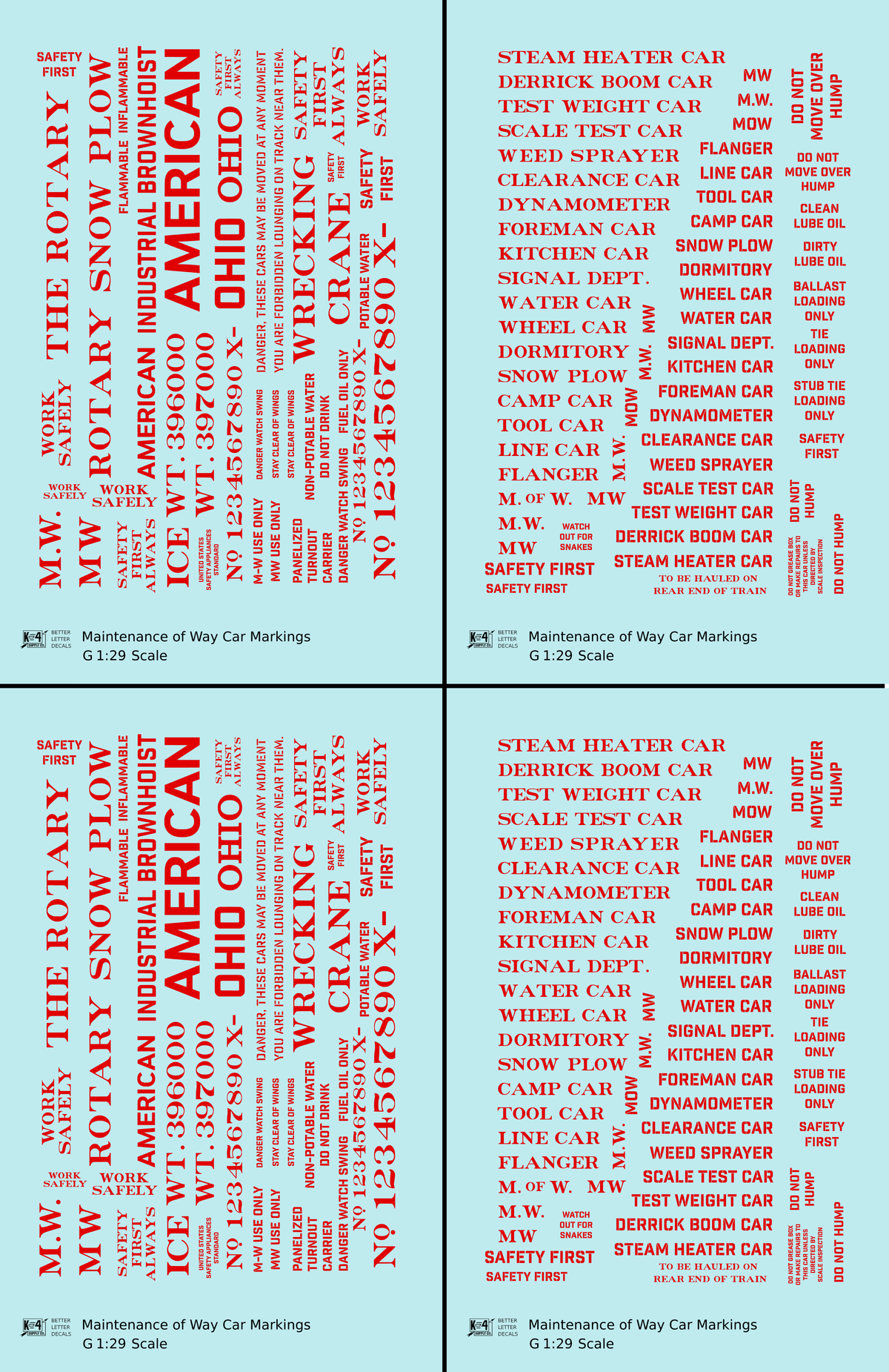 Maintenance Of Way (MOW) Data and Markings