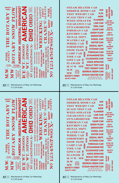 Maintenance Of Way (MOW) Data and Markings