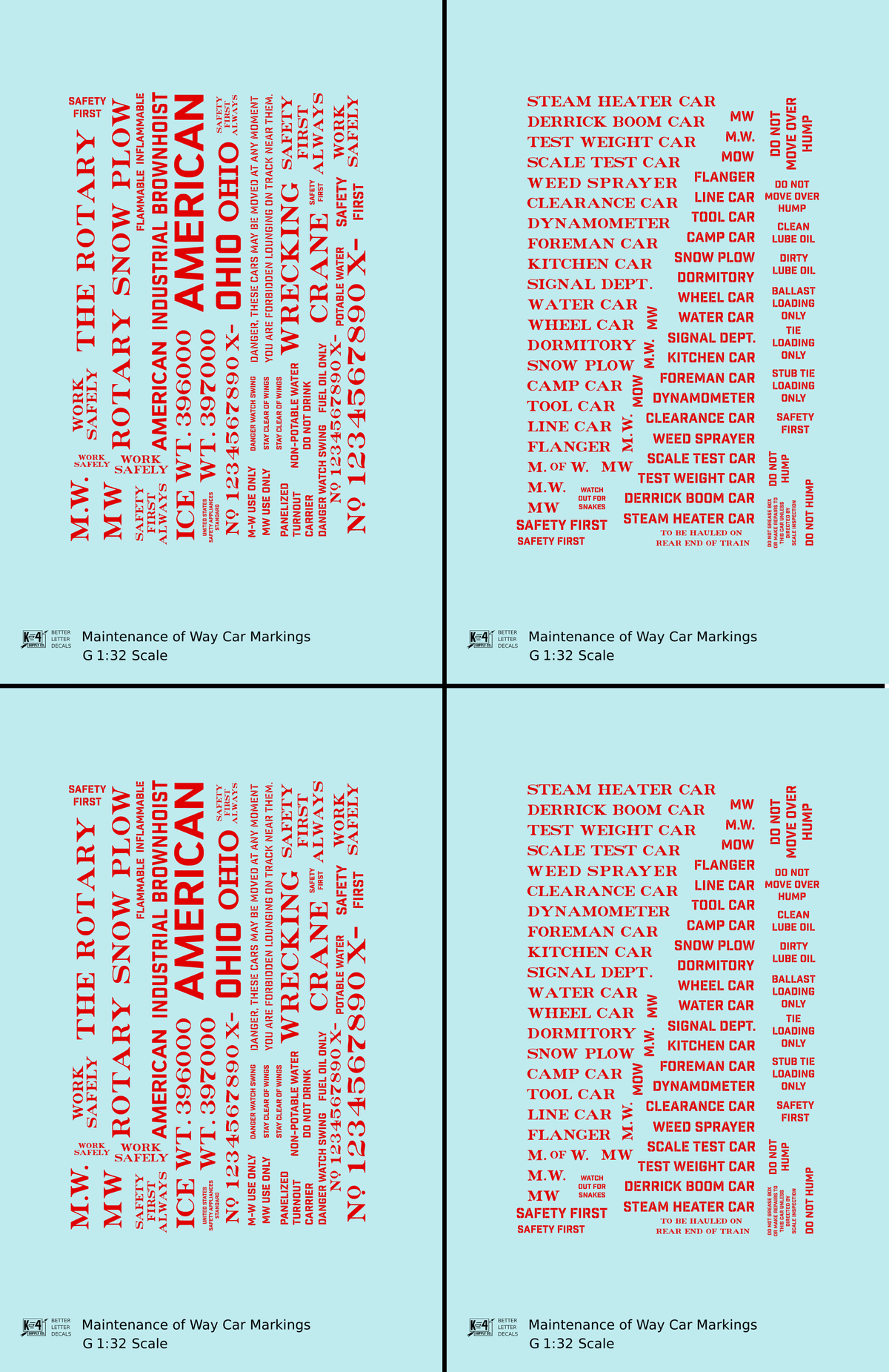 Maintenance Of Way (MOW) Data and Markings