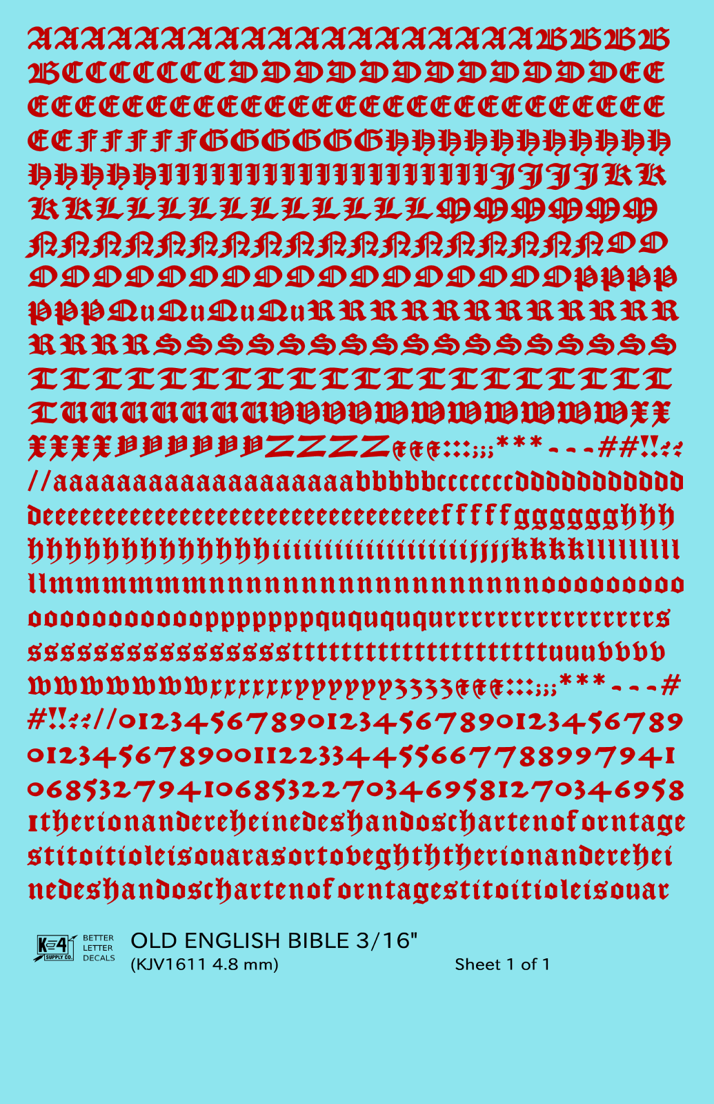 Old English Bible Letter Number Alphabet