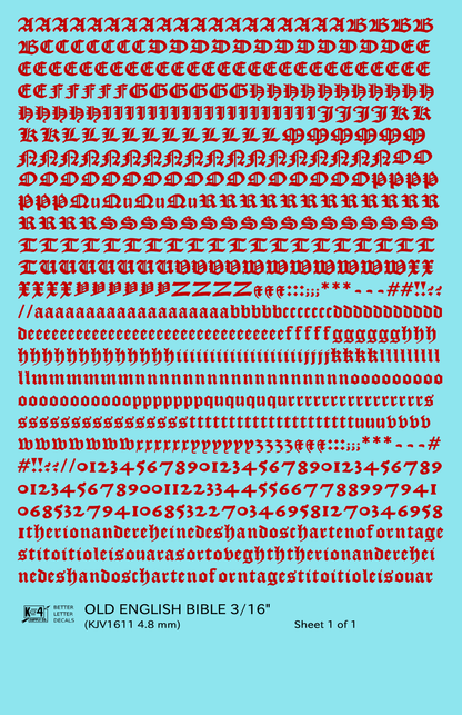 Old English Bible Letter Number Alphabet