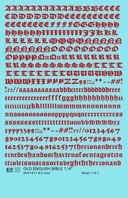 Old English Bible Letter Number Alphabet