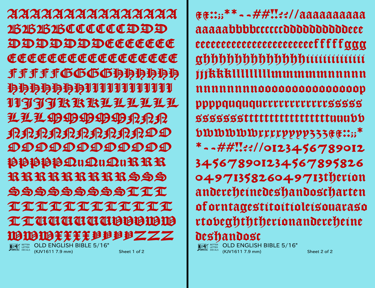Old English Bible Letter Number Alphabet