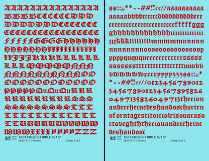 Old English Bible Letter Number Alphabet