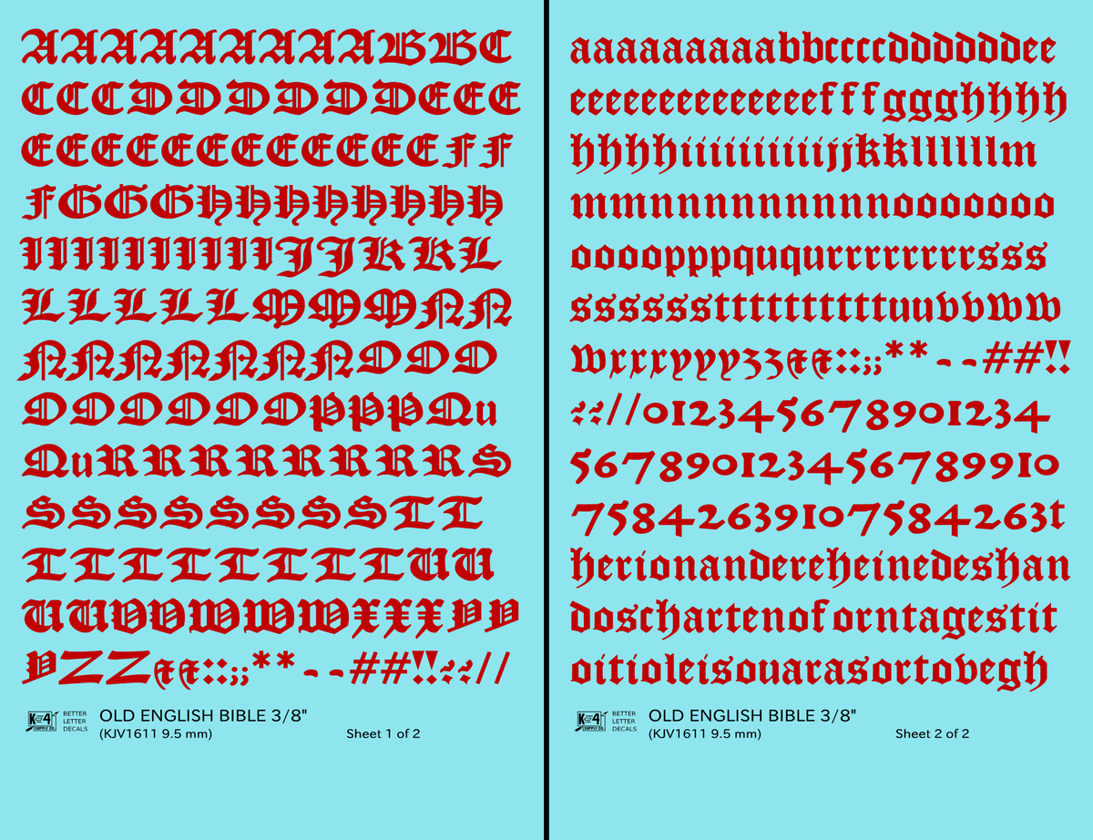 Old English Bible Letter Number Alphabet