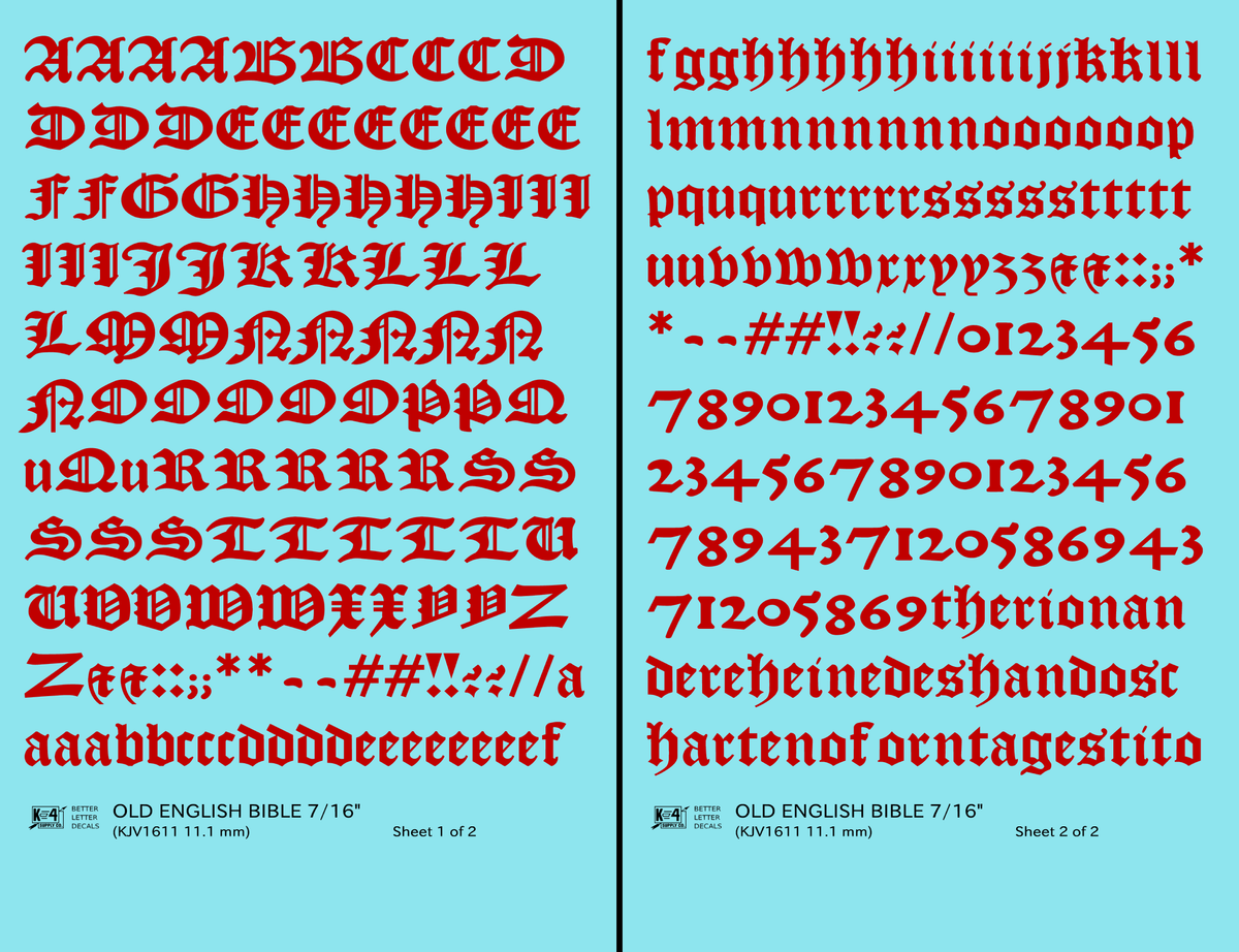 Old English Bible Letter Number Alphabet
