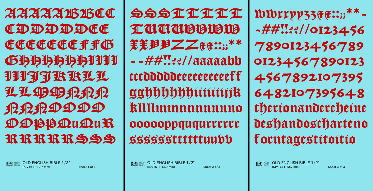 Old English Bible Letter Number Alphabet