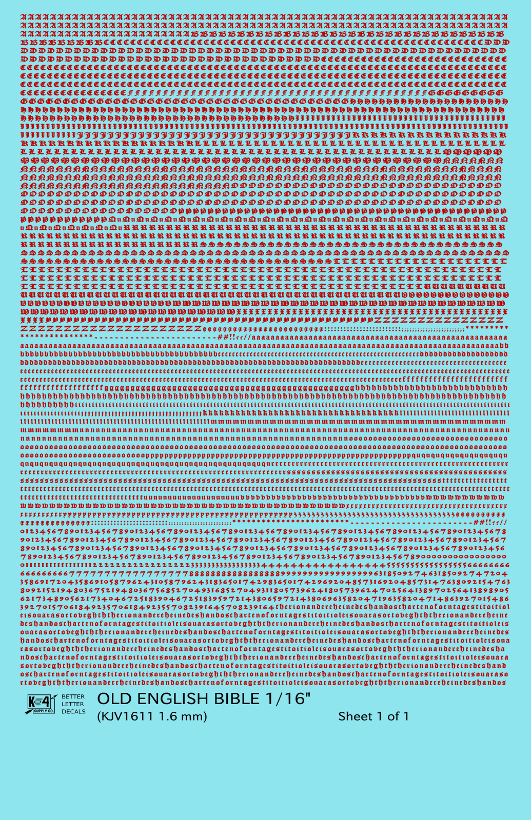 Old English Bible Letter Number Alphabet