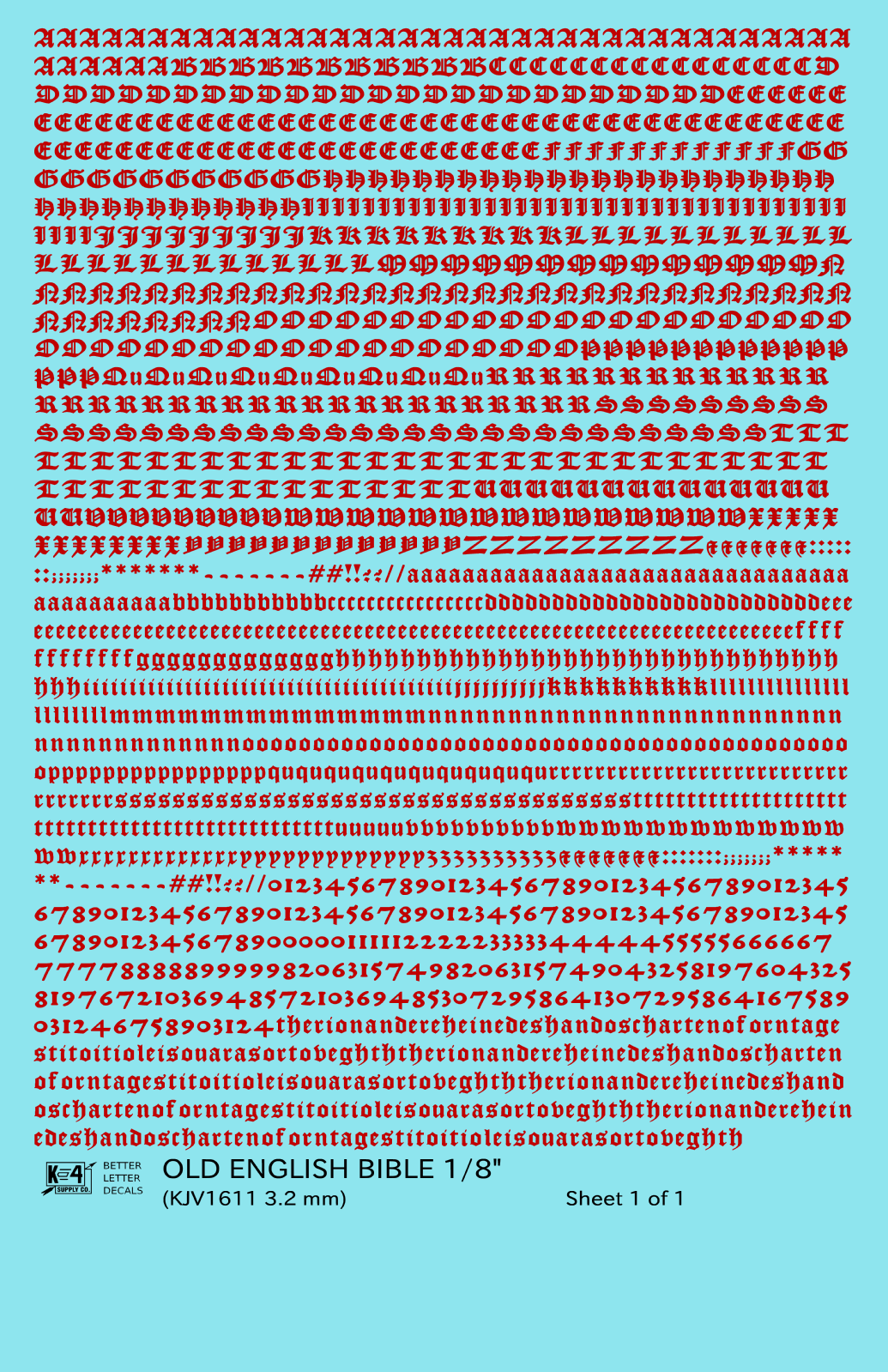 Old English Bible Letter Number Alphabet