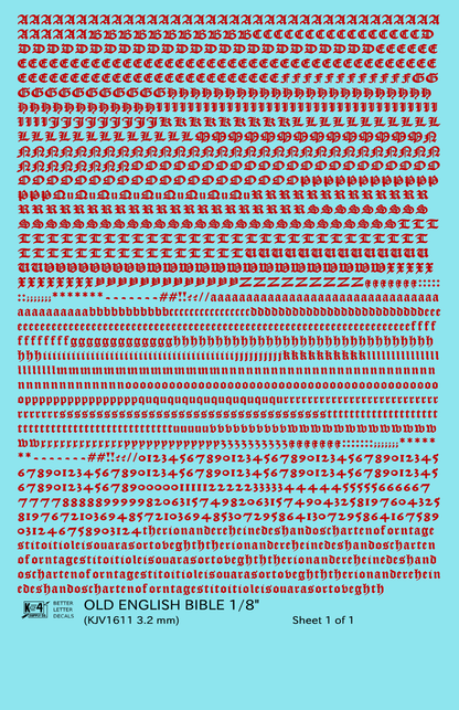 Old English Bible Letter Number Alphabet
