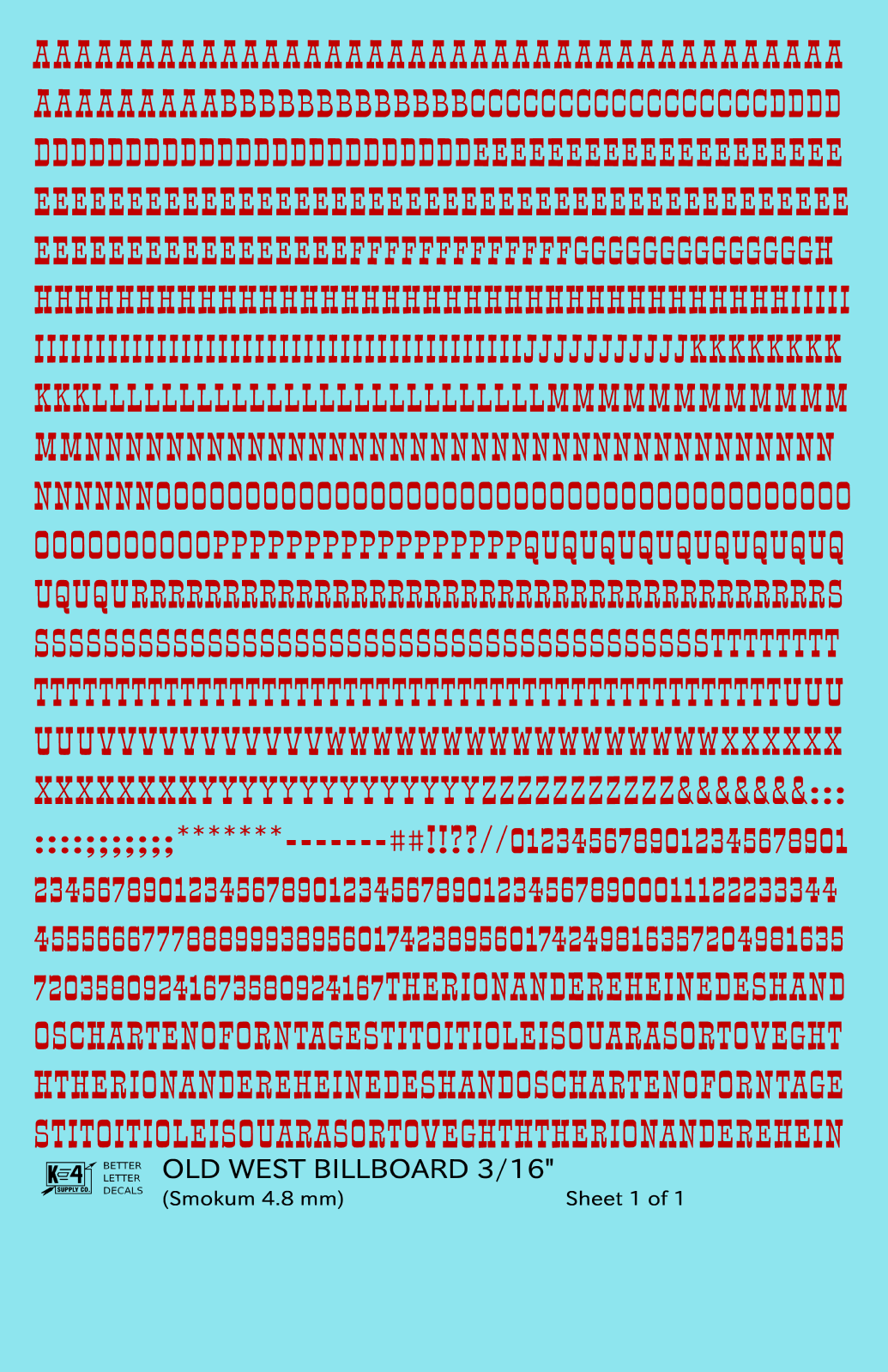 Old West Billboard Letter Number Alphabet