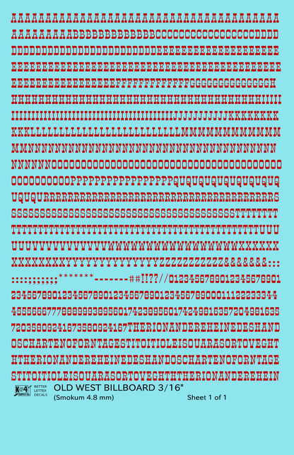 Old West Billboard Letter Number Alphabet