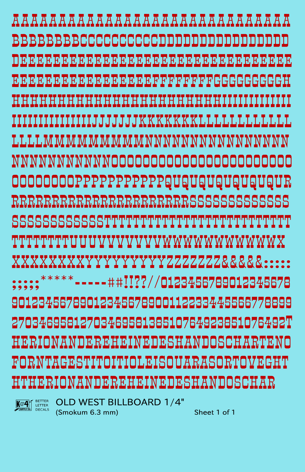 Old West Billboard Letter Number Alphabet