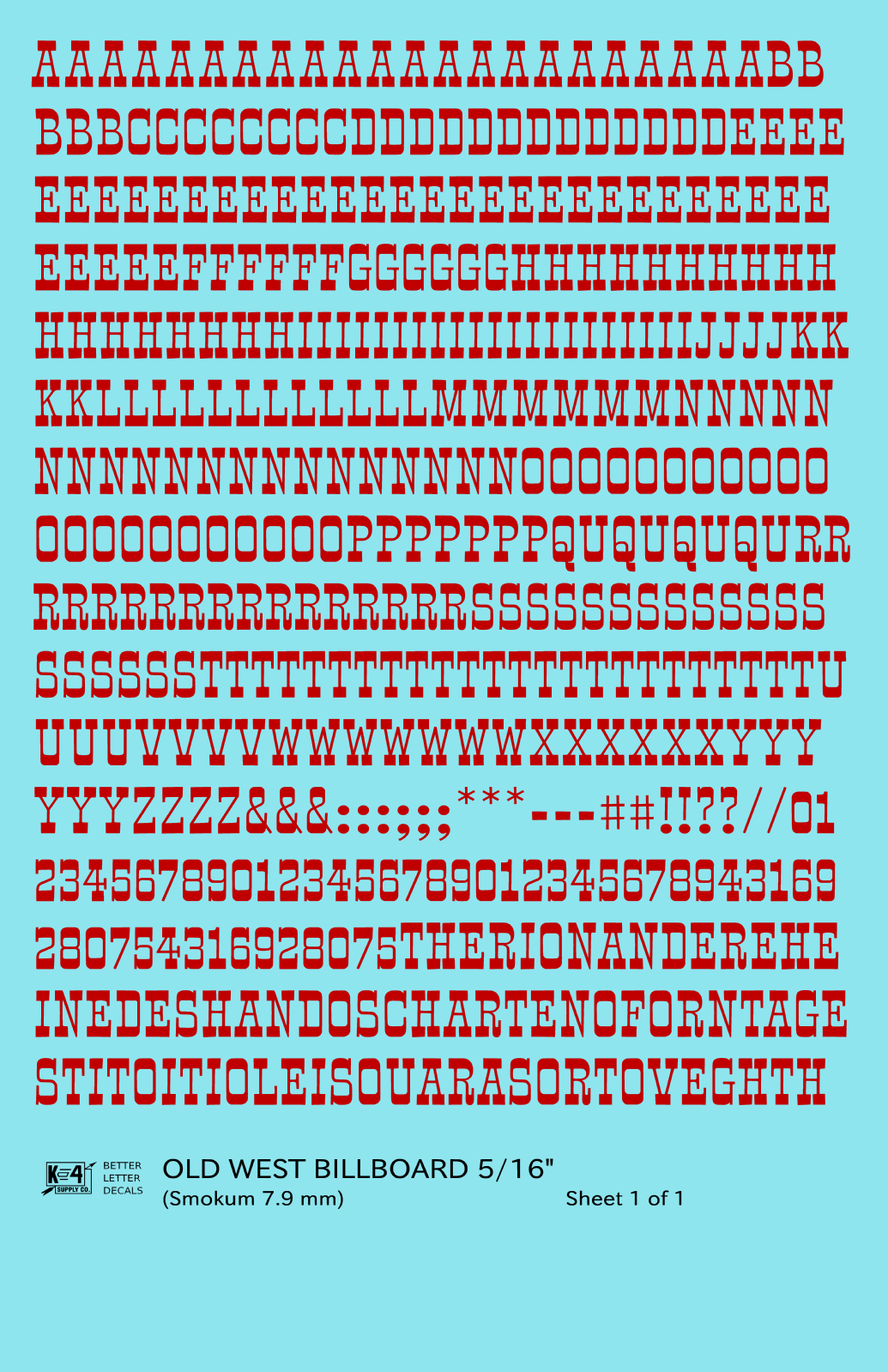 Old West Billboard Letter Number Alphabet
