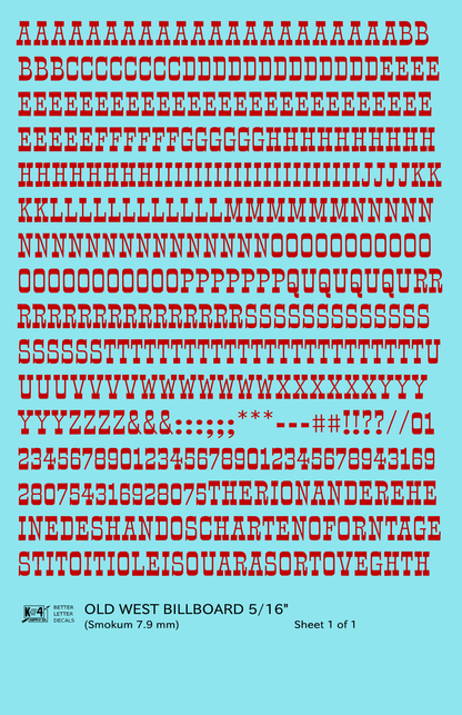 Old West Billboard Letter Number Alphabet