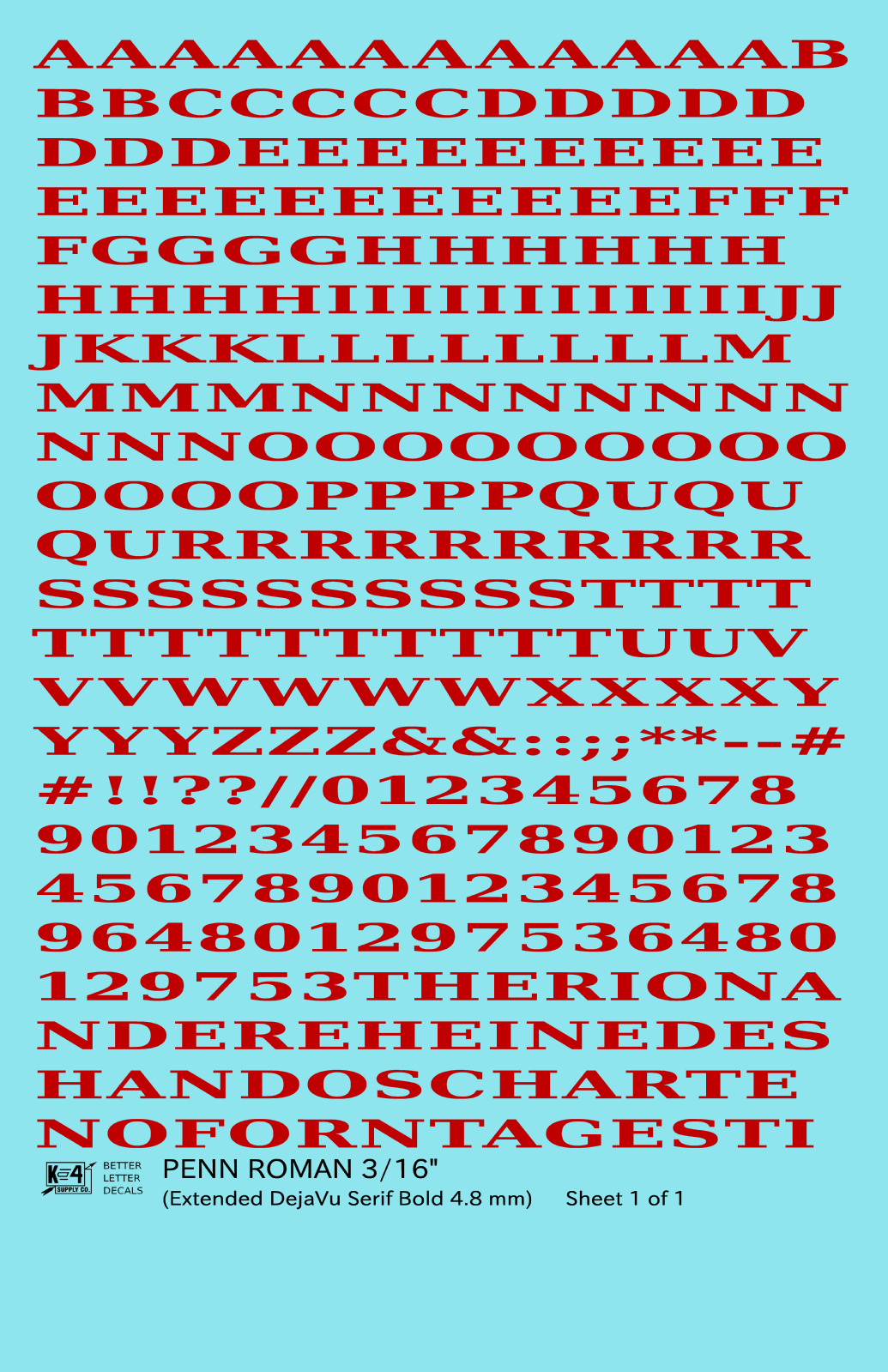 Penn Roman Letter Number Alphabet