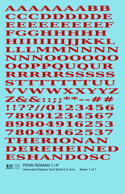 Penn Roman Letter Number Alphabet