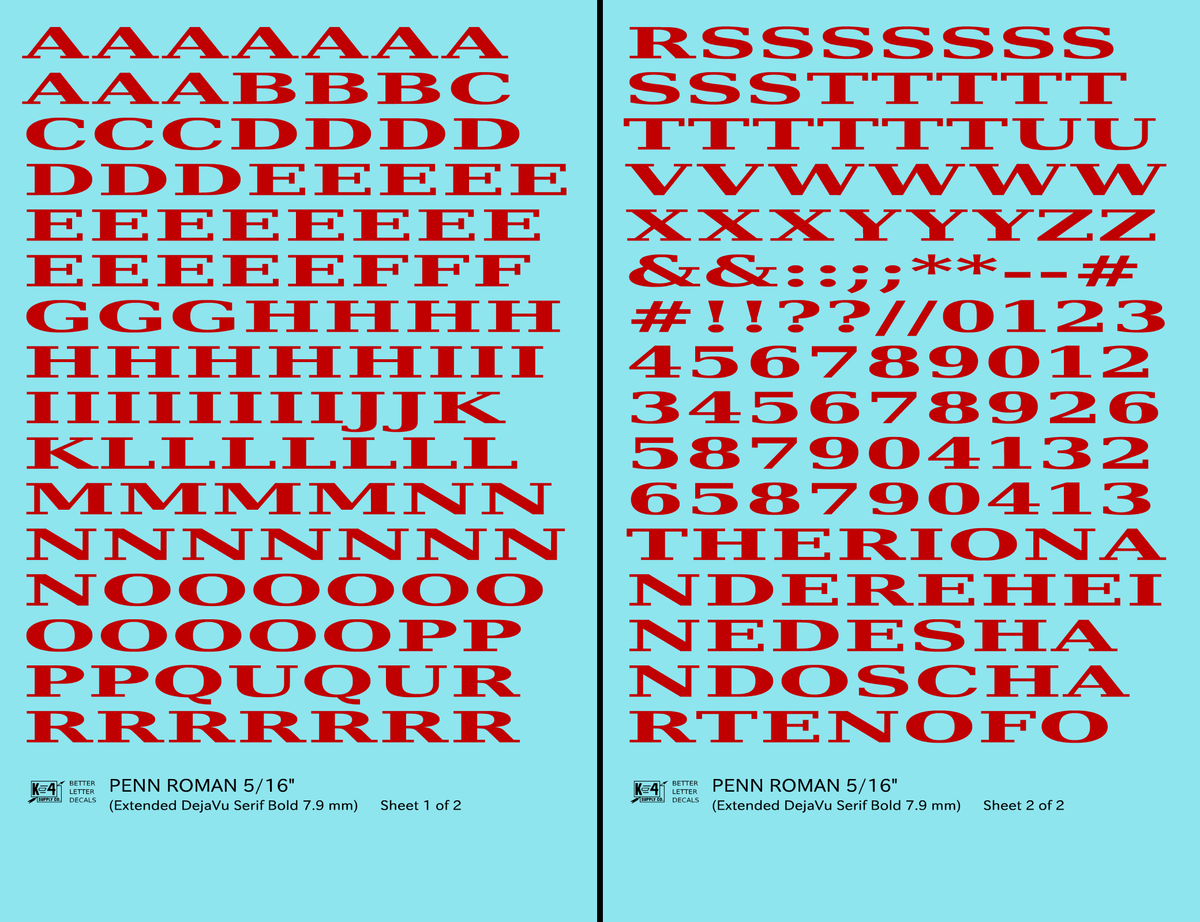 Penn Roman Letter Number Alphabet