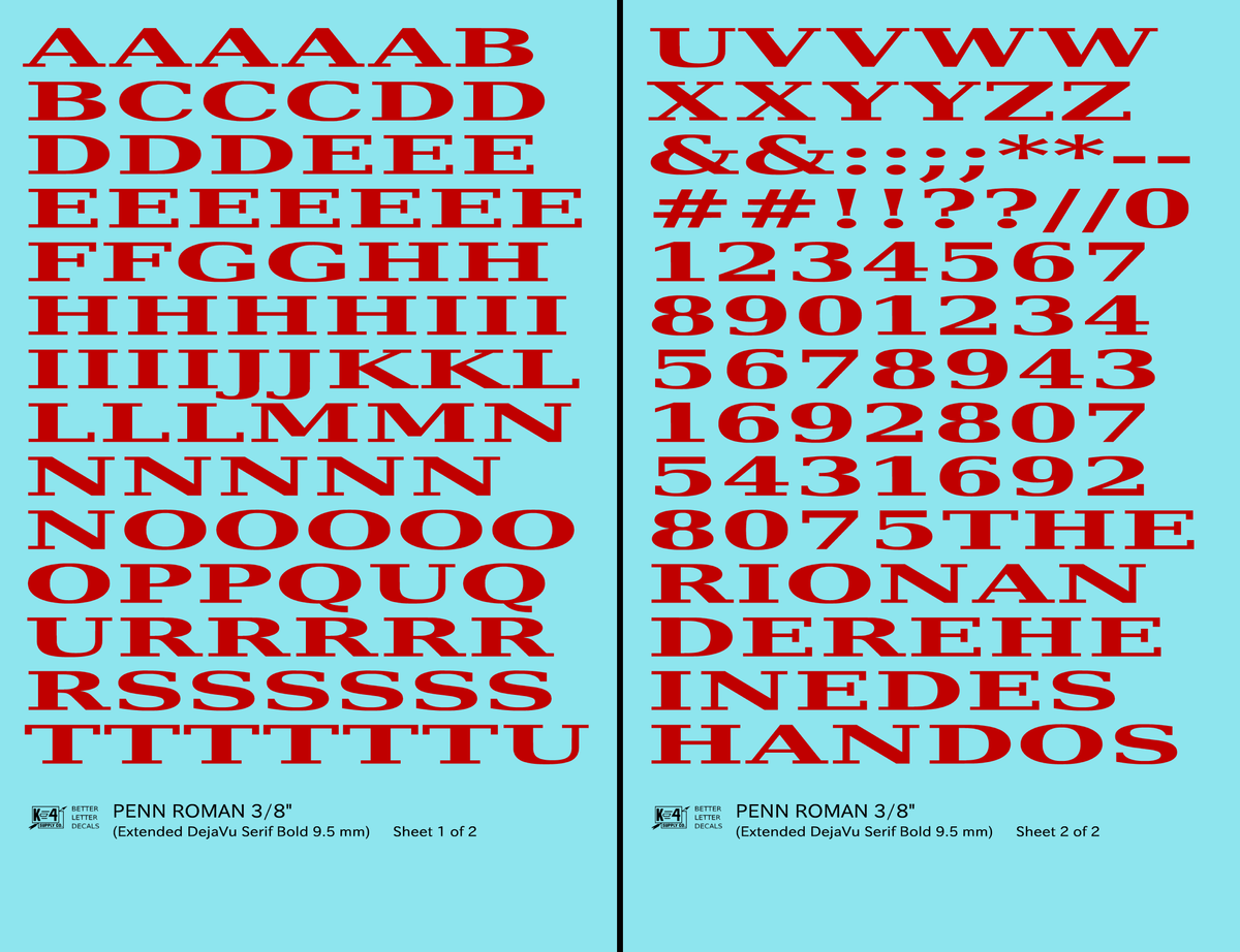 Penn Roman Letter Number Alphabet