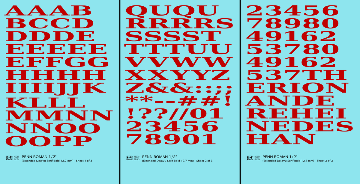 Penn Roman Letter Number Alphabet