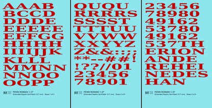 Penn Roman Letter Number Alphabet