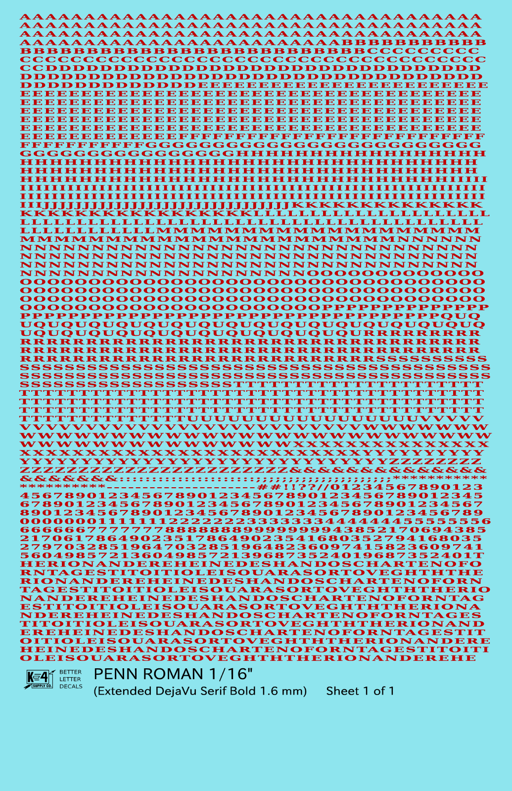 Penn Roman Letter Number Alphabet