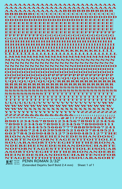 Penn Roman Letter Number Alphabet