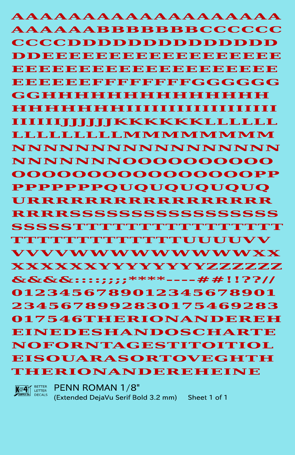 Penn Roman Letter Number Alphabet