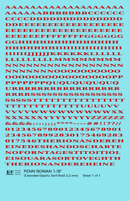 Penn Roman Letter Number Alphabet