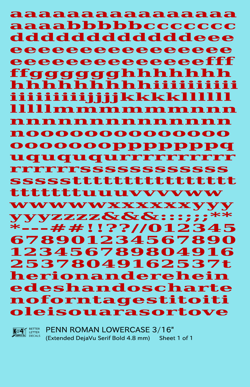 Lowercase Penn Roman Letter Number Alphabet