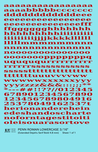 Lowercase Penn Roman Letter Number Alphabet