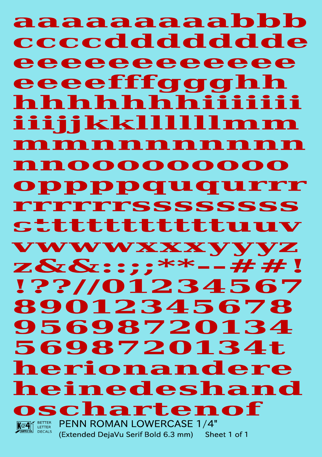 Lowercase Penn Roman Letter Number Alphabet