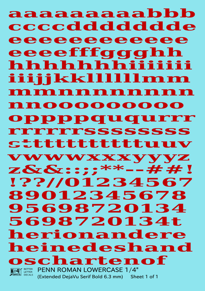 Lowercase Penn Roman Letter Number Alphabet