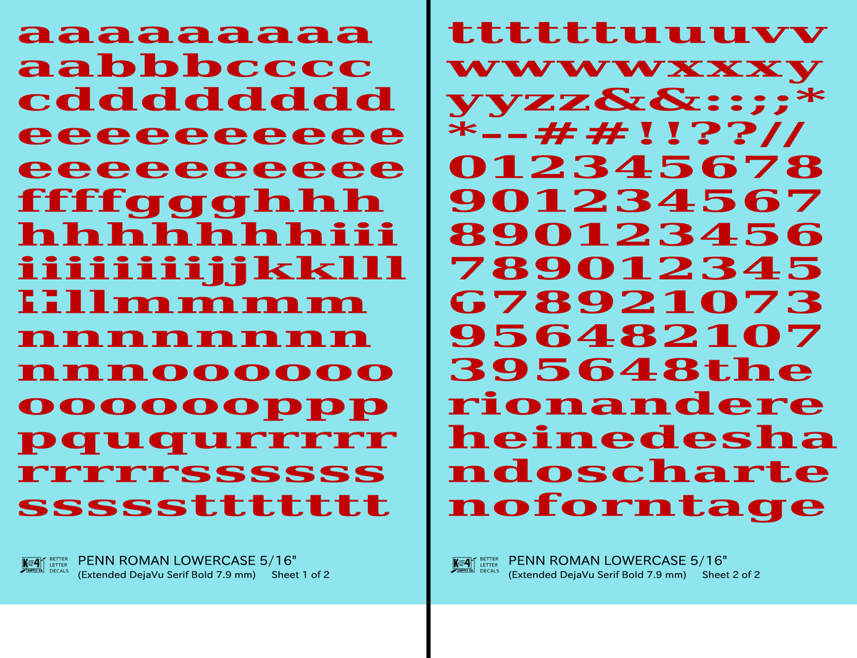 Lowercase Penn Roman Letter Number Alphabet