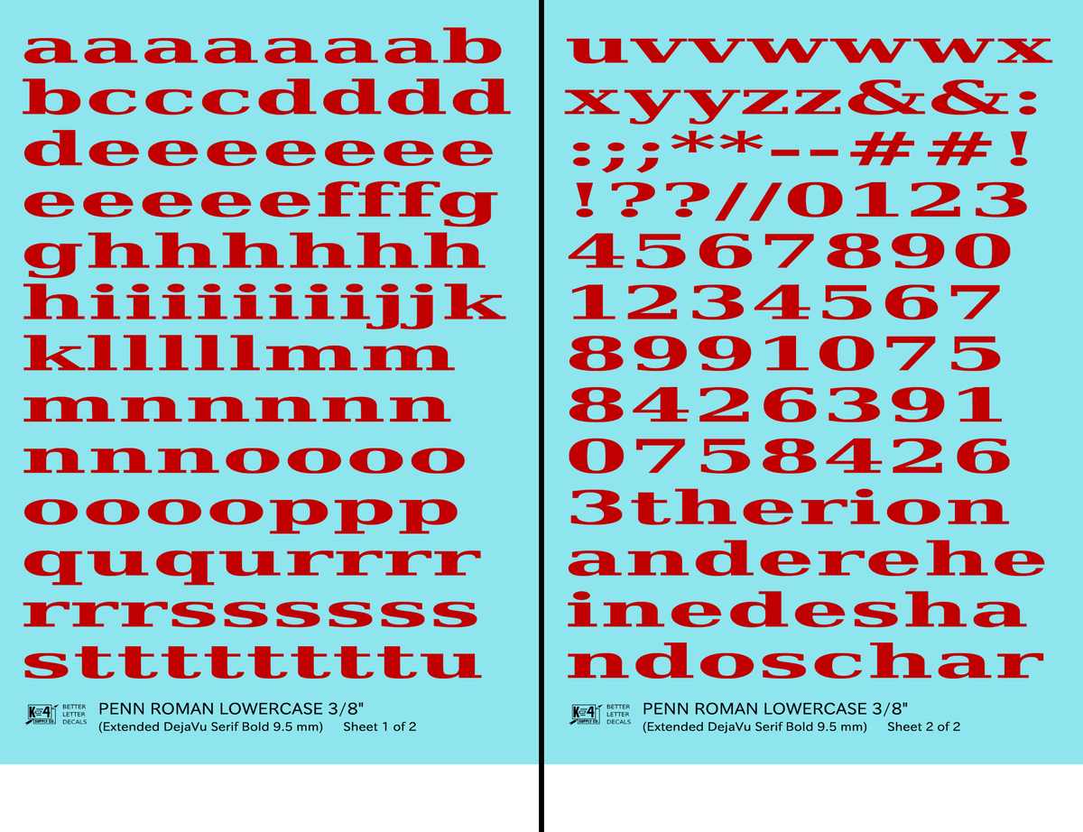 Lowercase Penn Roman Letter Number Alphabet