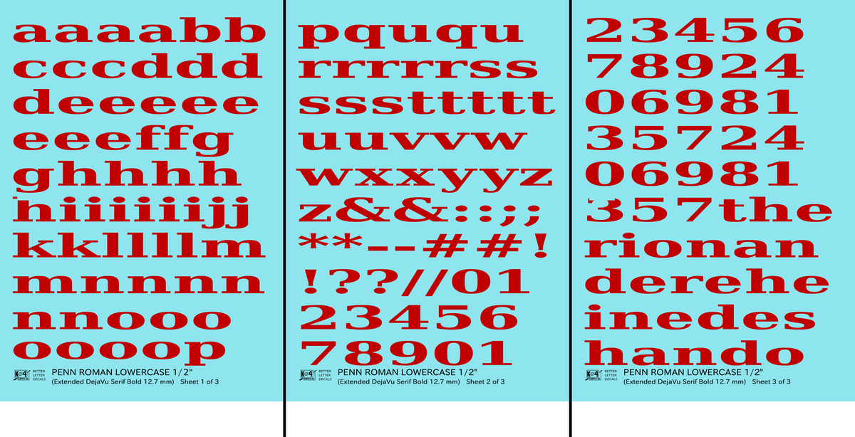 Lowercase Penn Roman Letter Number Alphabet