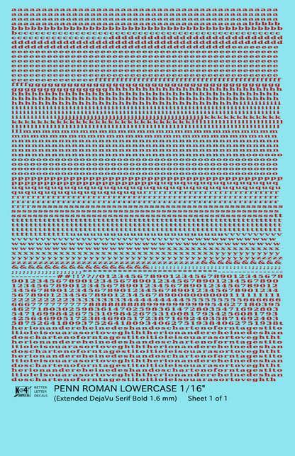 Lowercase Penn Roman Letter Number Alphabet
