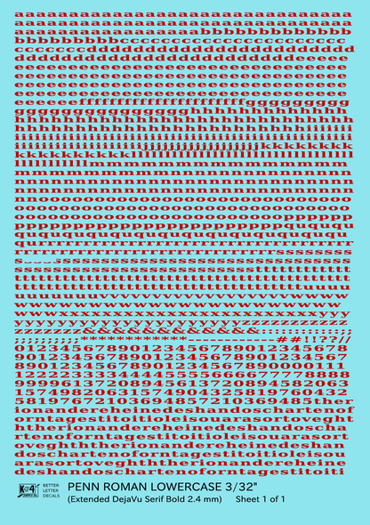 Lowercase Penn Roman Letter Number Alphabet