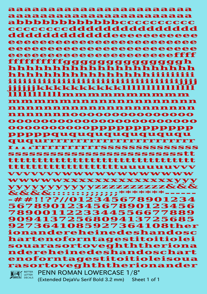 Lowercase Penn Roman Letter Number Alphabet