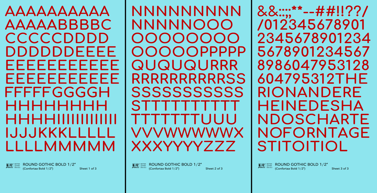 Round Modern Gothic Bold Letter Number Alphabet