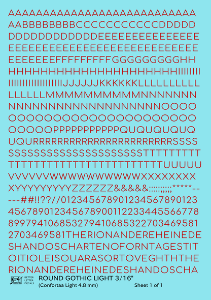Round Modern Gothic Light Letter Number Alphabet