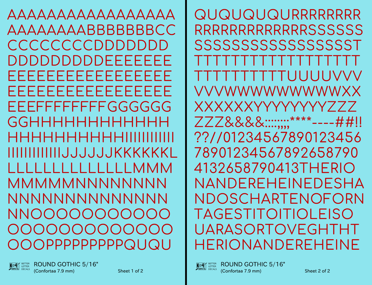 Round Modern Gothic Letter Number Alphabet