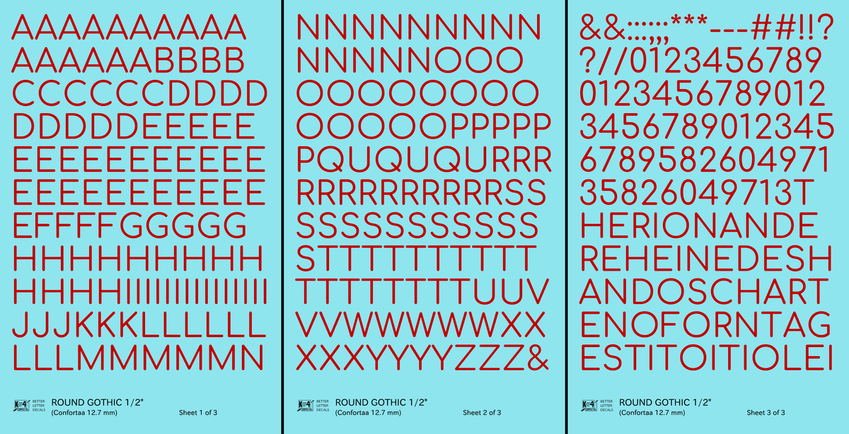 Round Modern Gothic Letter Number Alphabet