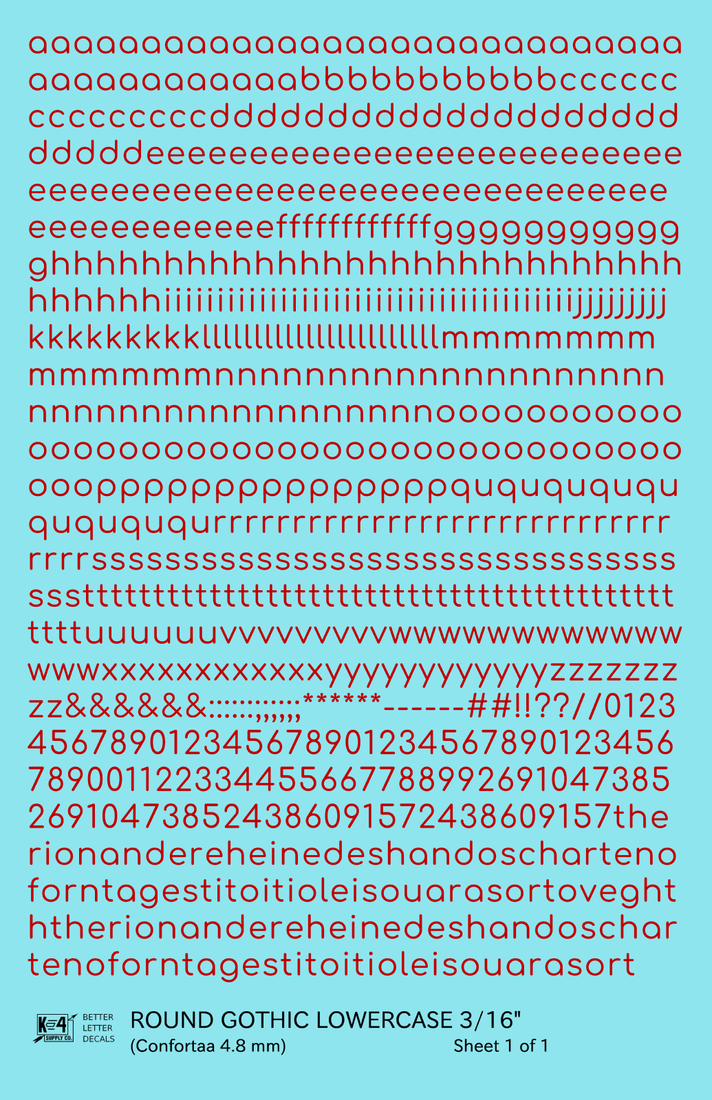 Lowercase Round Modern Gothic Letter Alphabet