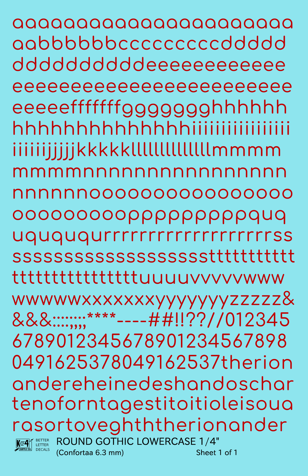 Lowercase Round Modern Gothic Letter Alphabet