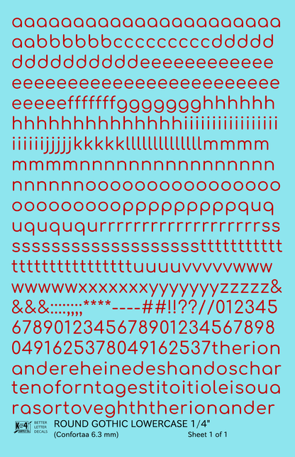 Lowercase Round Modern Gothic Letter Alphabet