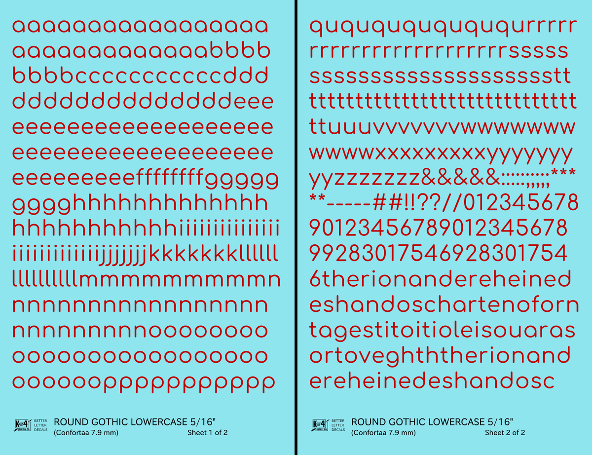 Lowercase Round Modern Gothic Letter Alphabet