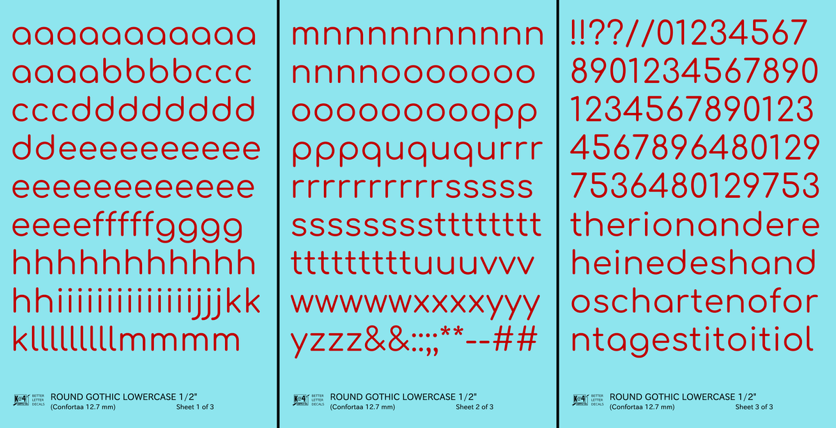 Lowercase Round Modern Gothic Letter Alphabet