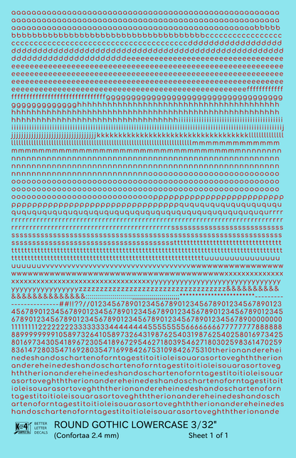 Lowercase Round Modern Gothic Letter Alphabet
