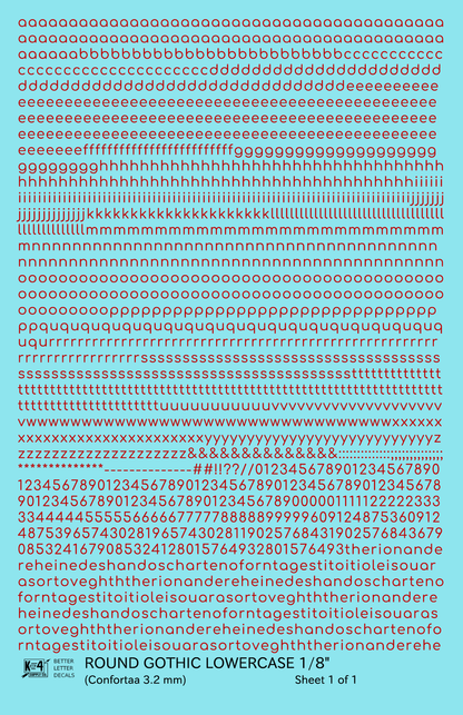Lowercase Round Modern Gothic Letter Alphabet